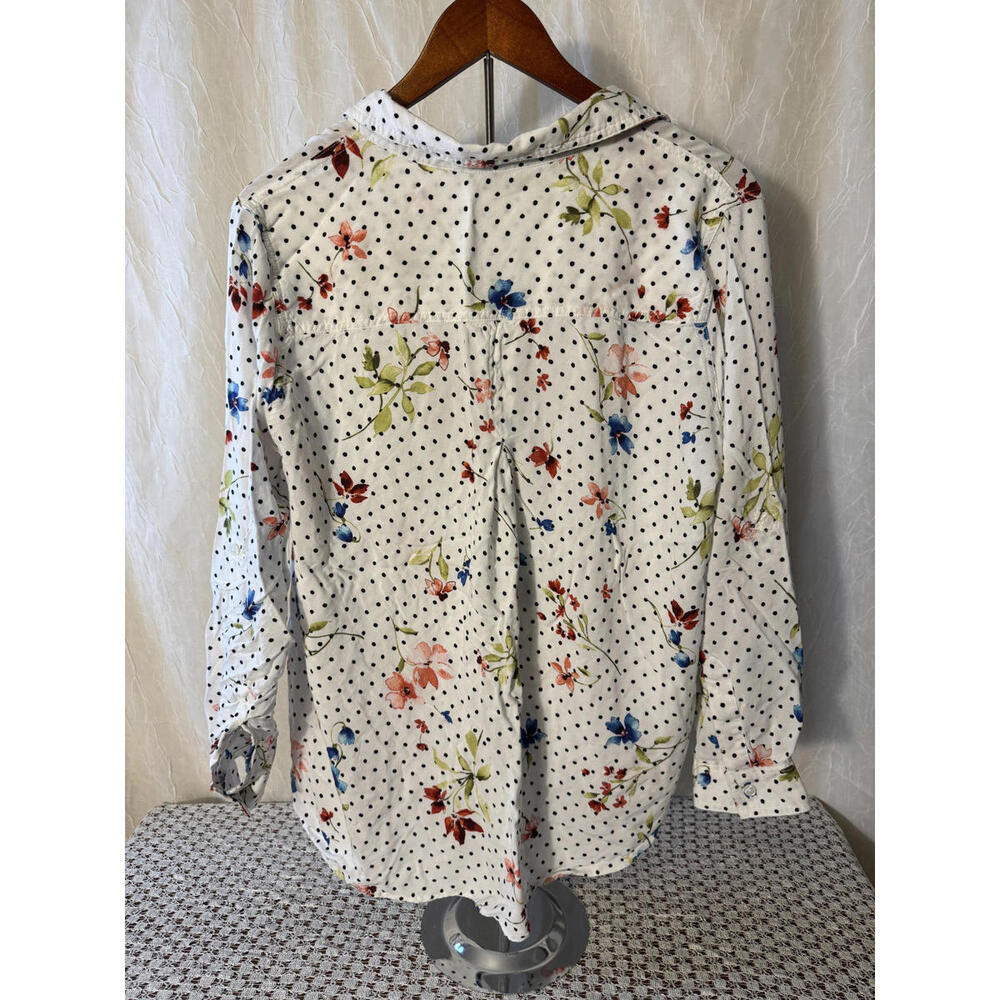 Velvet Heart XL Women's White Floral Polka Dot Long Sleeve Blouse - Picture 3 of 8